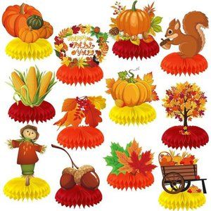 12 Pieces Fall Honeycomb Centerpieces Fall Paper Table Decorations Centerpieces
